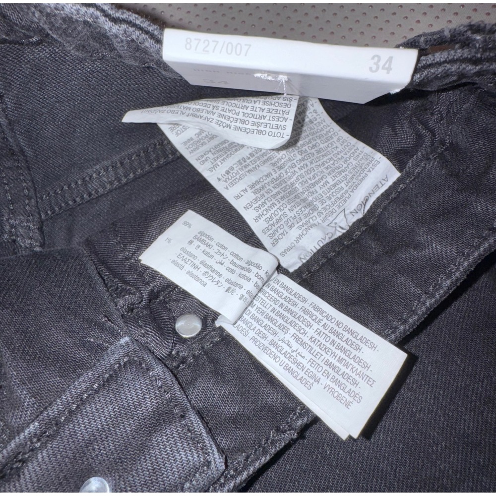 NWT Zara Mom Fit Bermuda Denim Shorts Black High Waisted Cuffed Size 2 24 - Picture 3 of 7